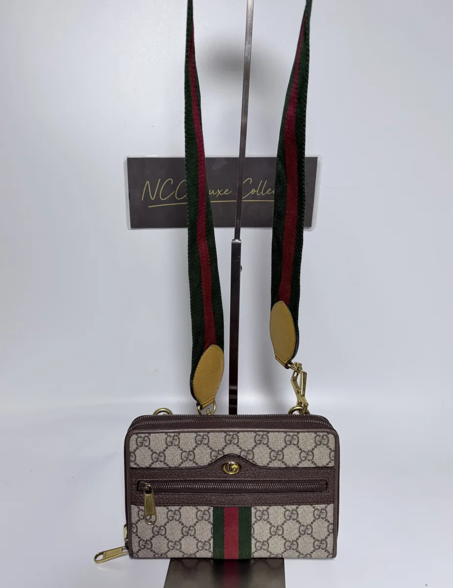 Gucci Web Ophidia GG Supreme Monogram  Double Zip Crossbody Bag