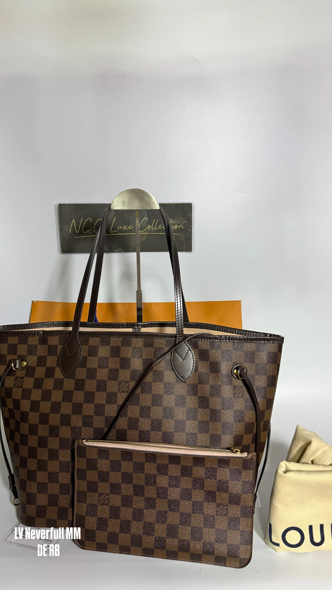 Louis Vuitton Neverfull Damier Ebene MM Rose Ballerine
