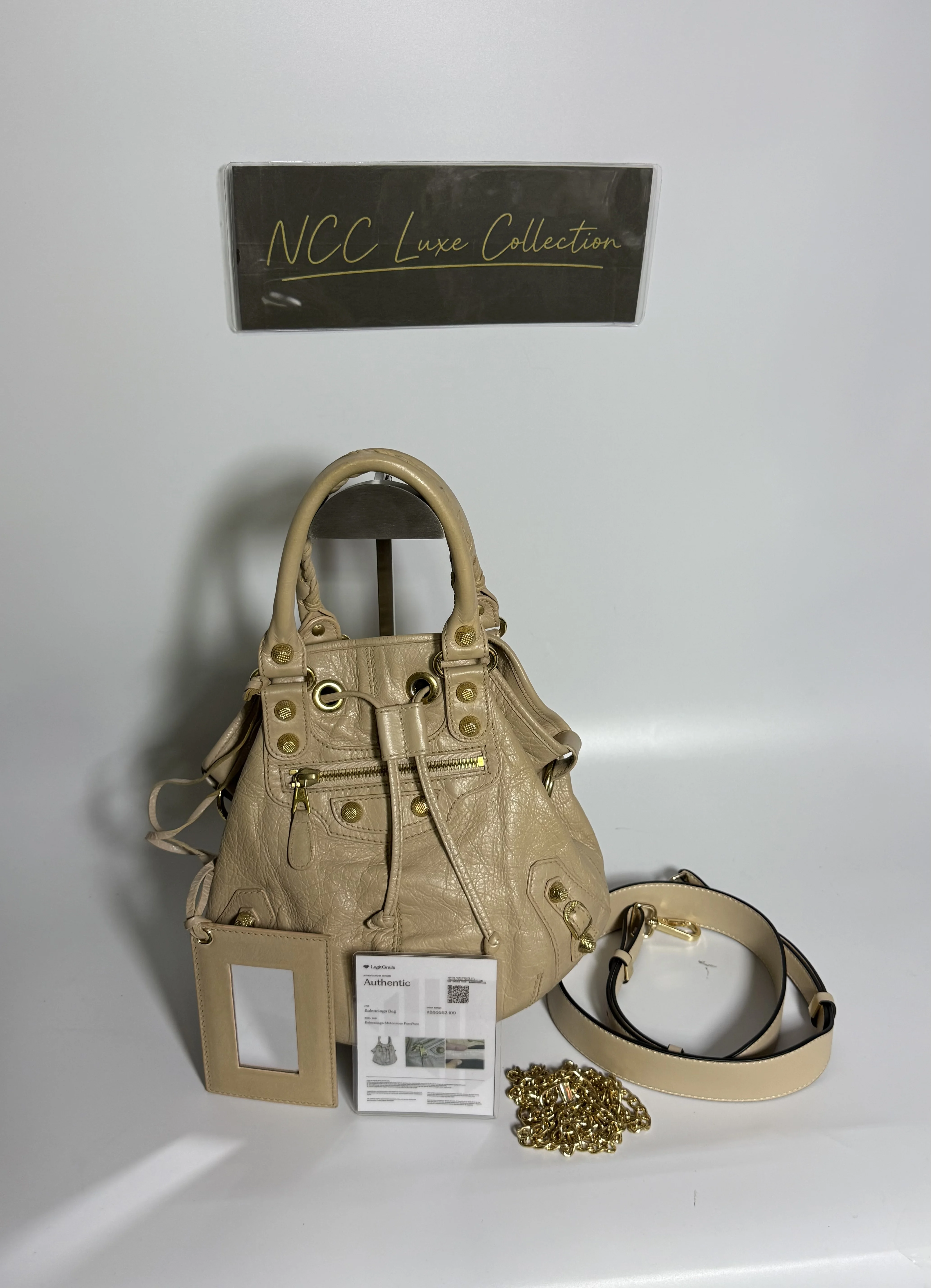 Balenciaga PomPom Moto Giant 21 Bag – Tourterelle Beige