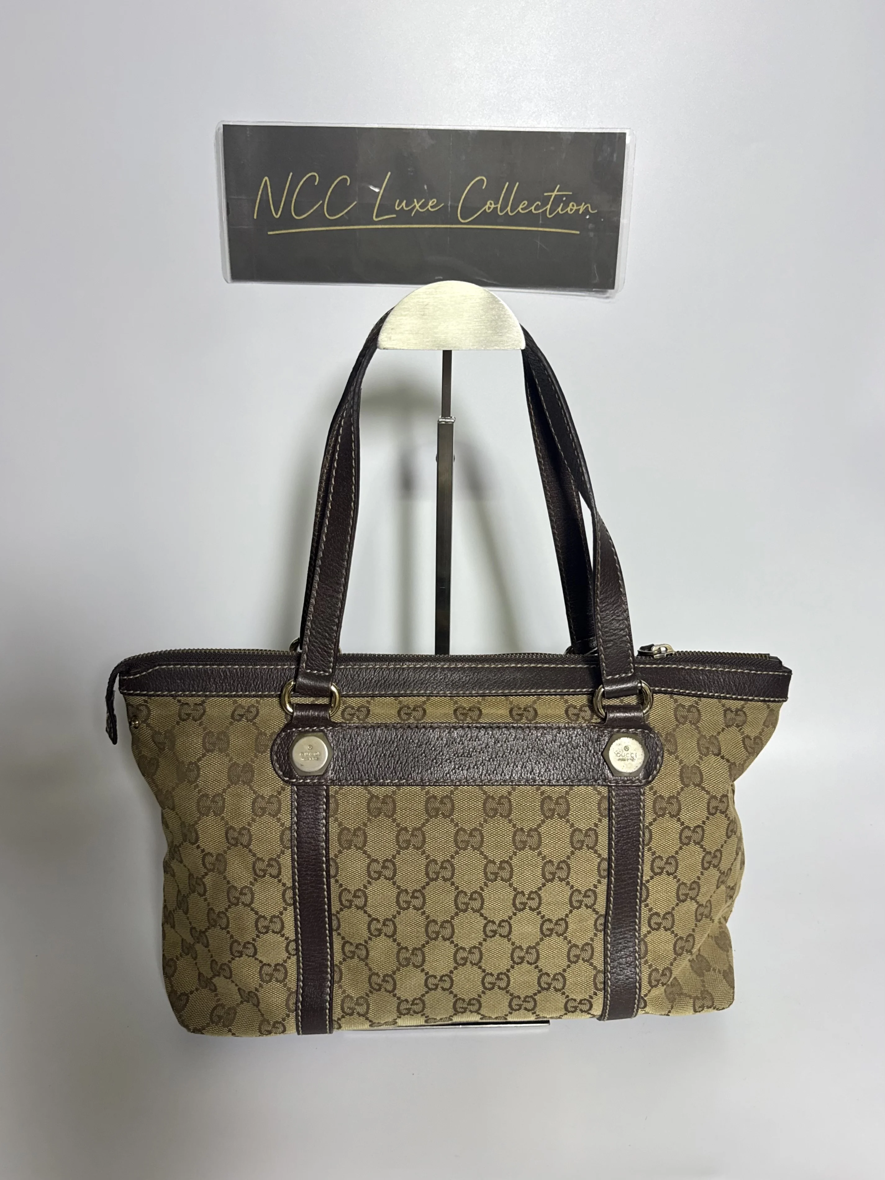 Gucci GG Canvas Abbey Tote Bag in Beige &amp; Brown