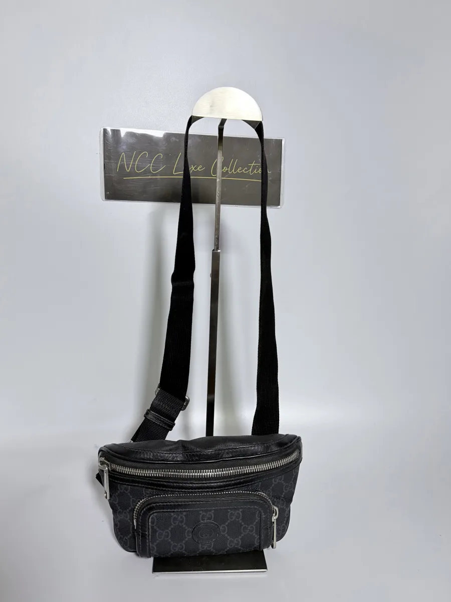 Gucci Black GG Supreme Interlocking Belt Bag