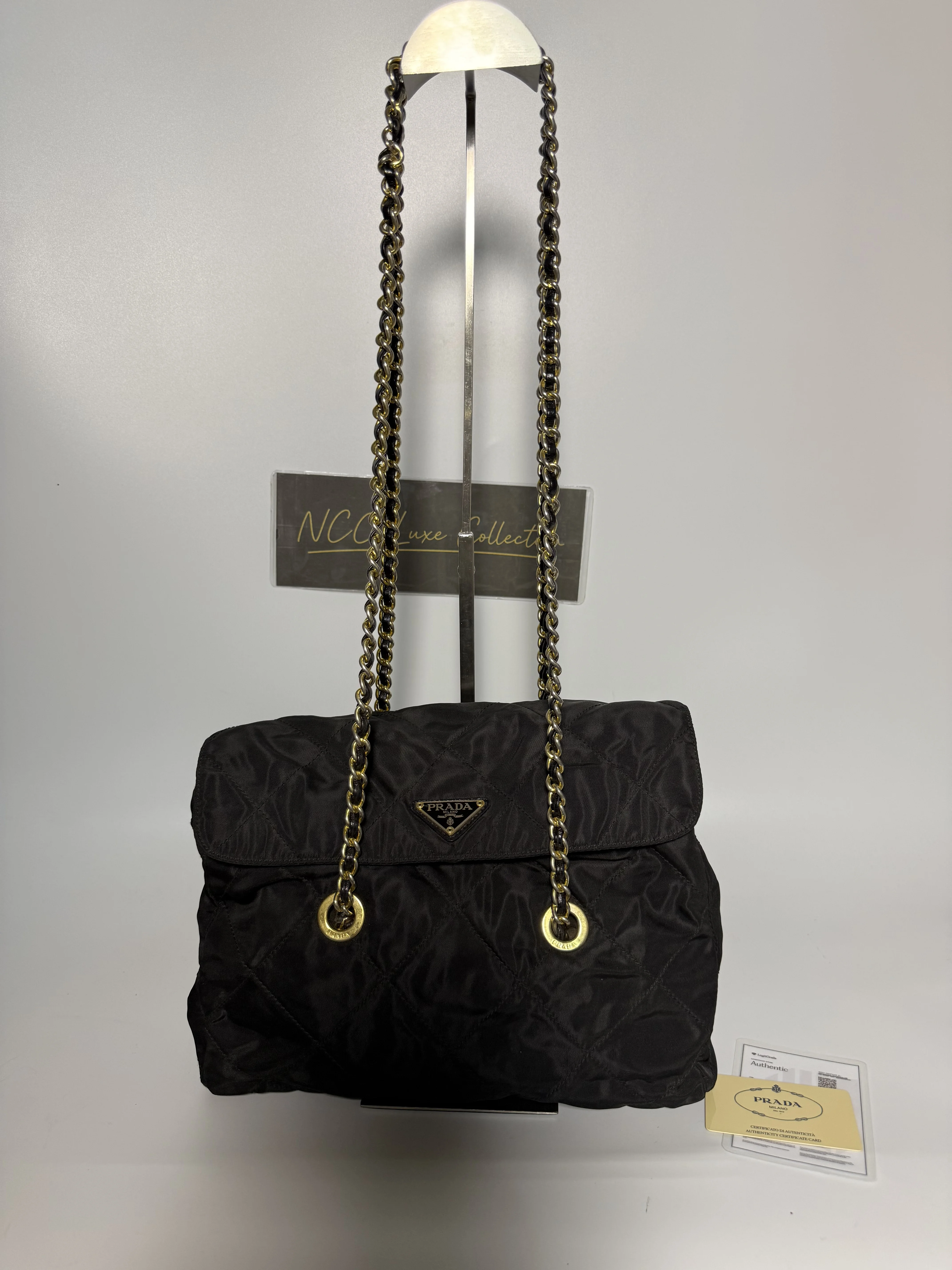 Prada Tessuto Nylon Quilted Long Chain