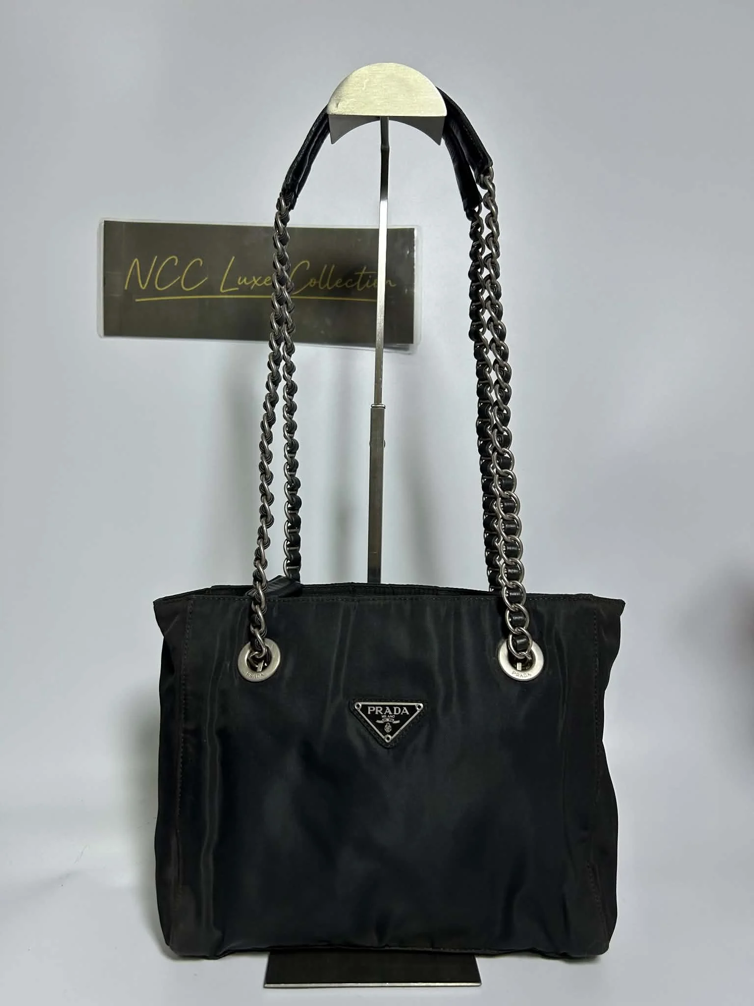 Prada Tessuto Nylon Chain Tote Bag