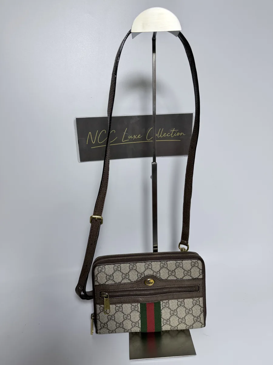Gucci Ophidia GG Supreme Canvas Double Zip Crossbody Bag