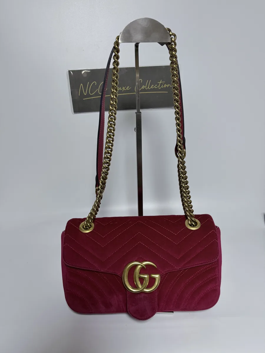 Gucci GG Marmont Matelassé Velvet Shoulder Bag