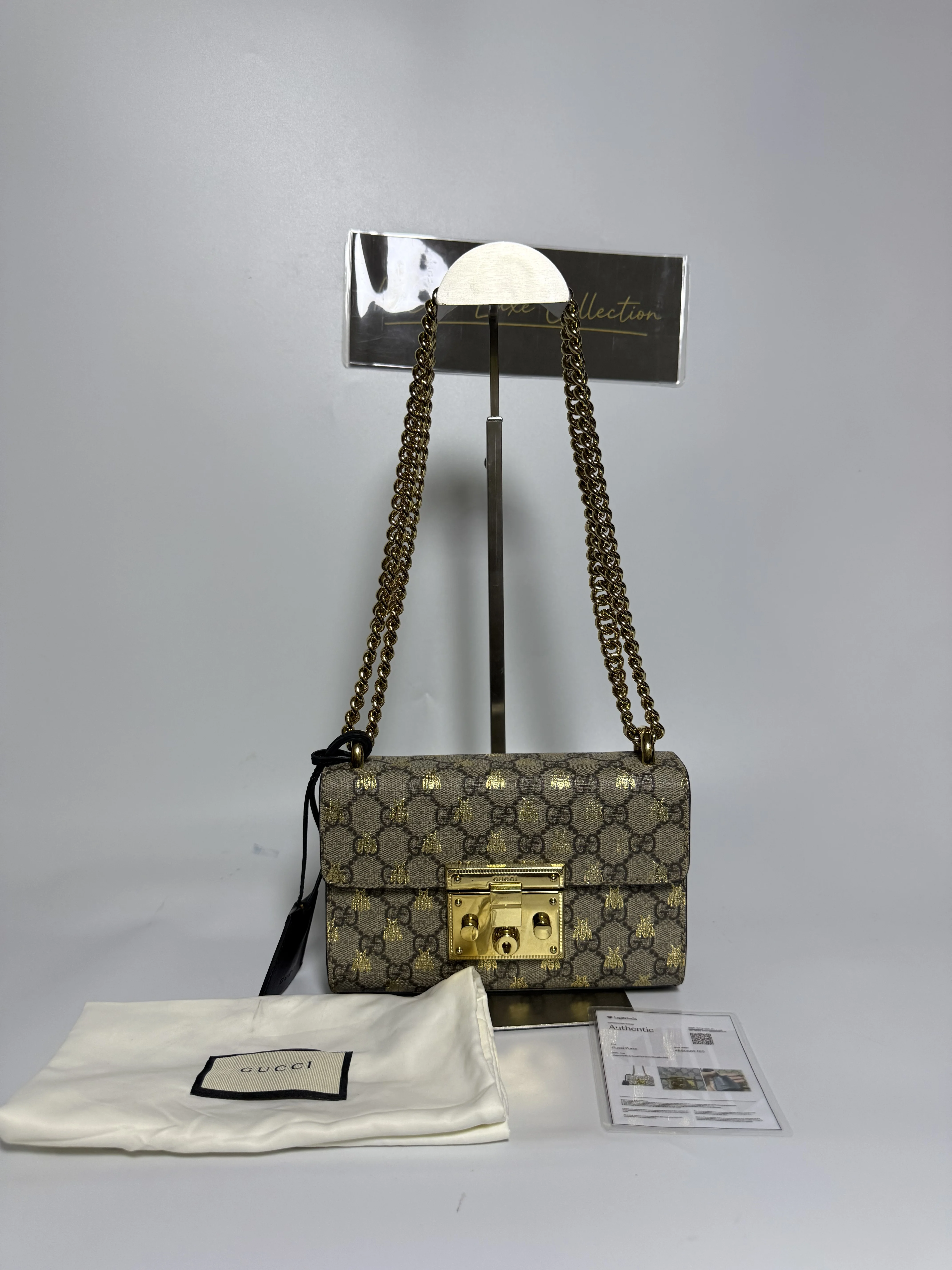 Gucci Padlock GG Supreme Bees Chain Shoulder Bag