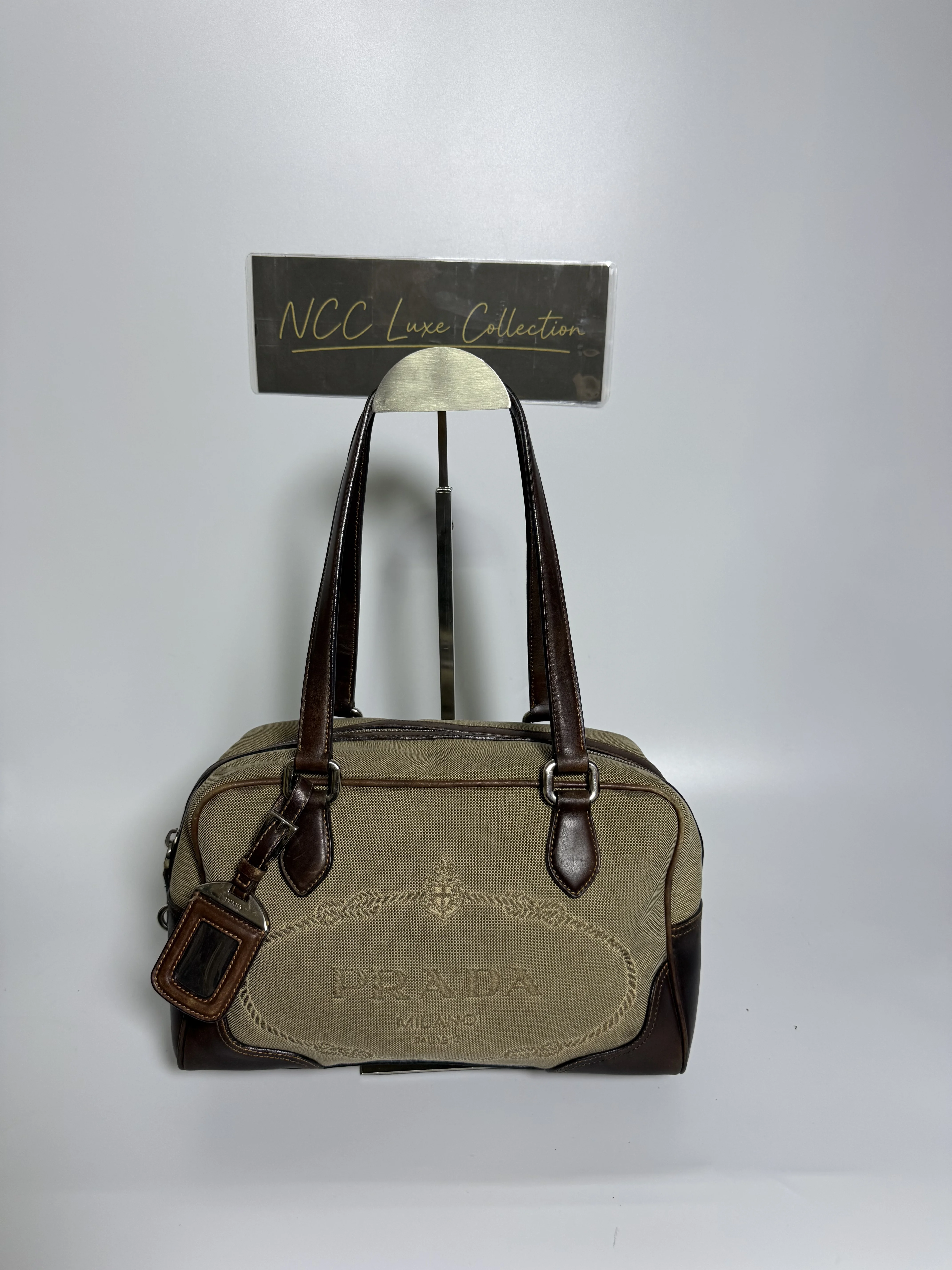 Prada Logo Jacquard Bauletto handbag