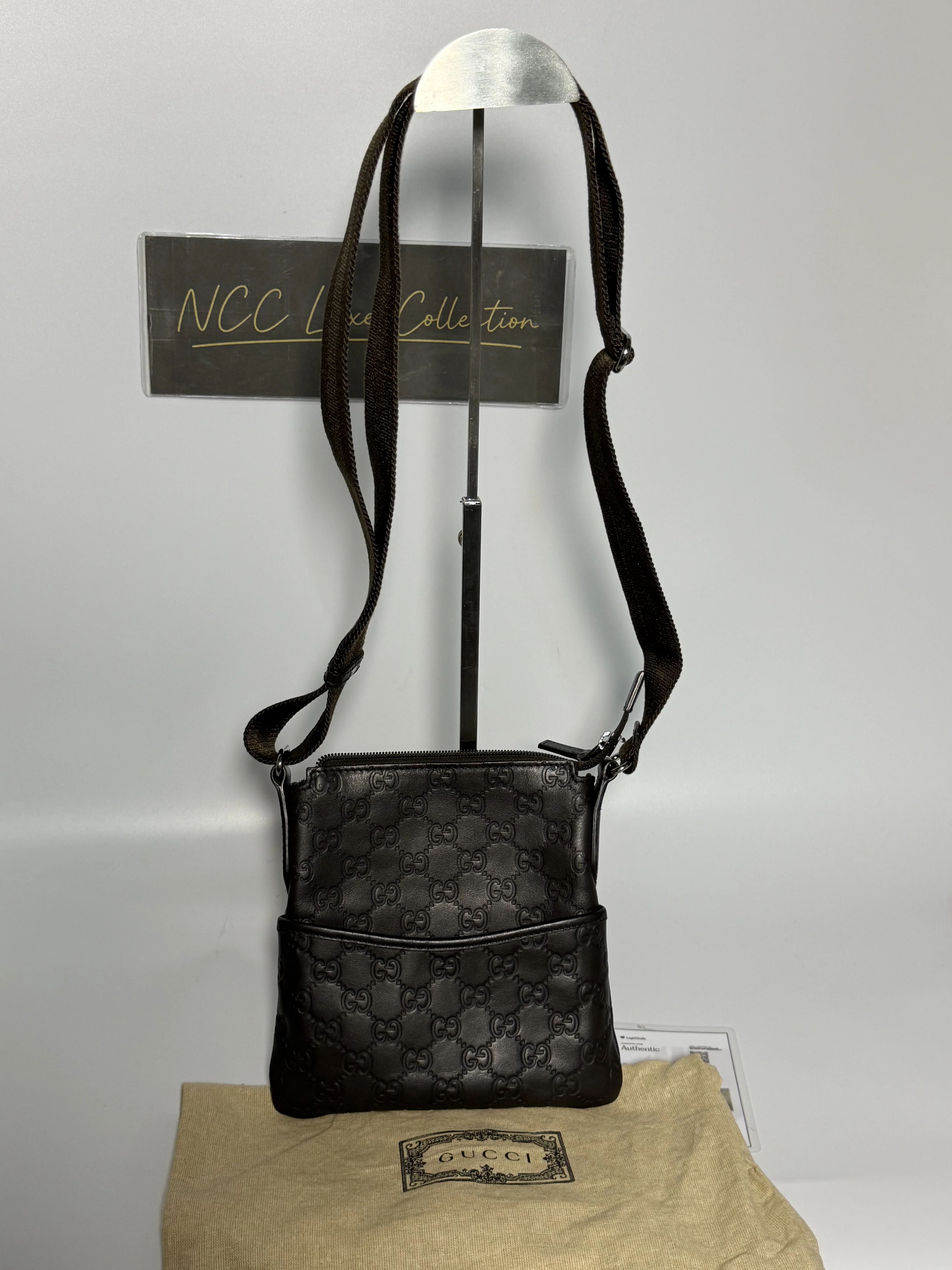 Gucci Guccissima Embossed Leather Crossbody Bag