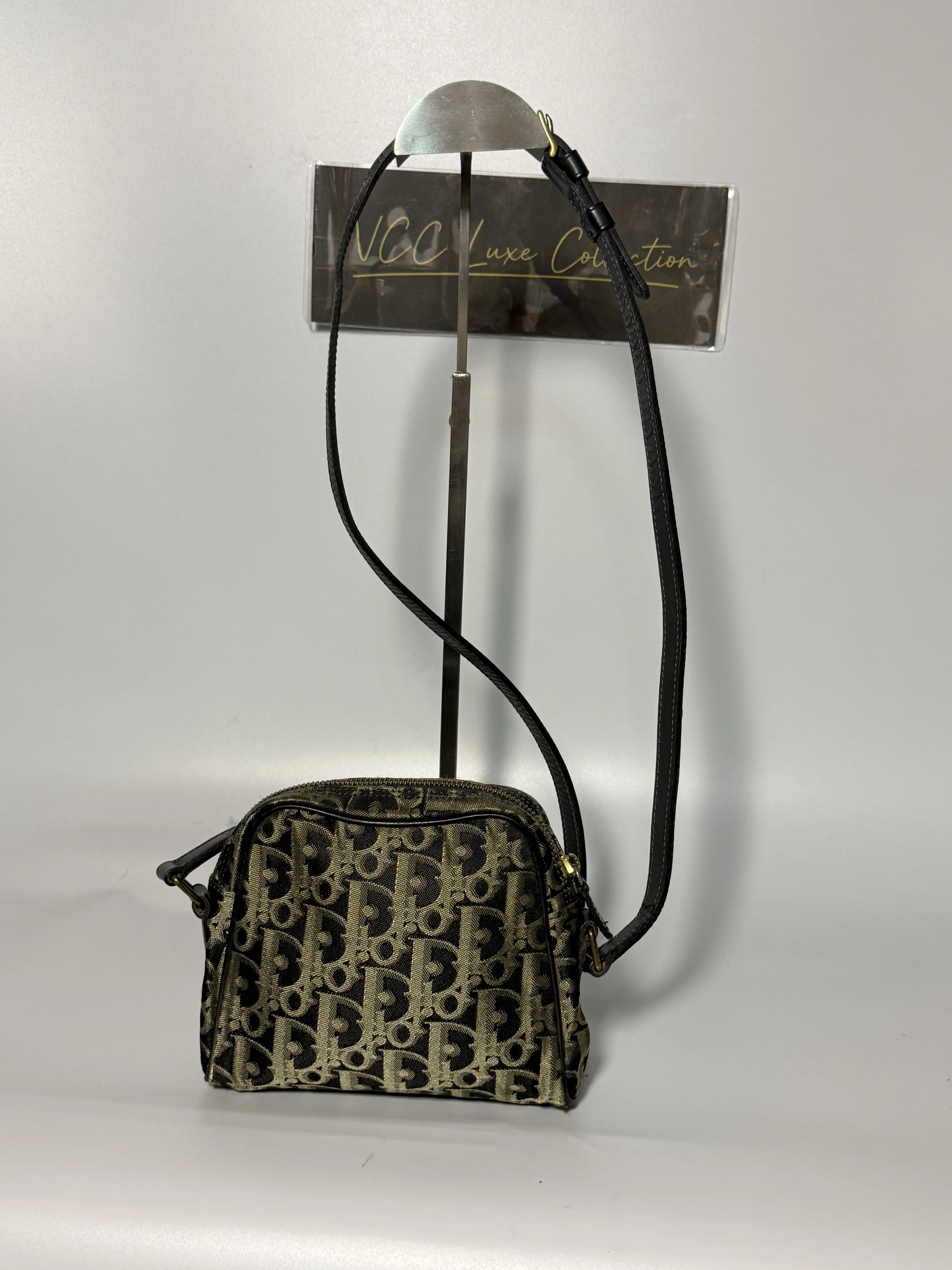 Christian Dior Trotter Small Shoulder Bag in Black Monogram Canvas